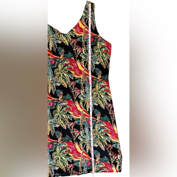 Tiki Girl 100% Silk Tropical Sleeveless Dress Coverup Size Lg Hawaiian - Picture 6 of 11